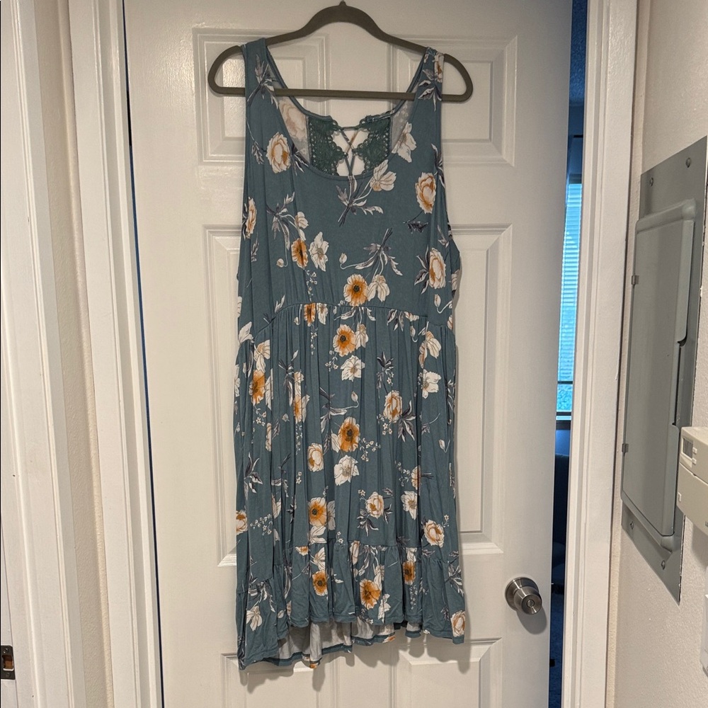 Torrid Teal Floral Sundress with Lace Back